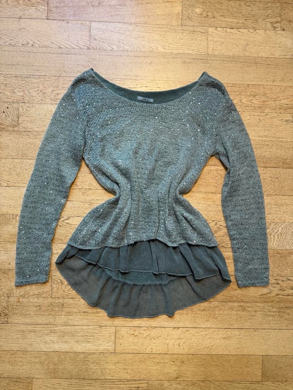 Y2K Fairy Grunge Italian Mohair Sequin Layered Sweater Top
